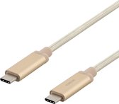 DELTACO USBC-1373M USB-C naar USB-C kabel 10 Gbit/s - 60W - 1,5 meter - Goud