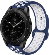 DrPhone Siliconen Polsband Galaxy Watch 40 mm & 42 mm - 20 mm Sportband – Blauw/Wit