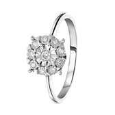 Lucardi Ringen  - 14 Karaat witgouden ring met diamant 0,10ct