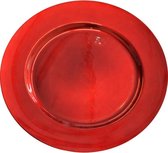 Rond rode kaarsenplateau/kaarsenbord glimmend 33 cm - onderbord / kaarsenbord / onderzet bord voor kaarsen