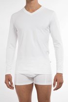 Claesen's Basics T-shirt (1-pack) - heren T-shirt V-hals lange mouw - wit - Maat: XXL
