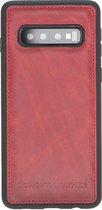 Bomonti™ - Samsung Galaxy S10 - Clevercase telefoon hoesje - Rood Milan - Handmade lederen back cover - Geschikt voor draadloos opladen