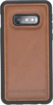 Bomonti - Coque Samsung Galaxy S10e Clevercase marron Milan - Coque arrière en cuir fait main - Convient pour le chargement sans fil