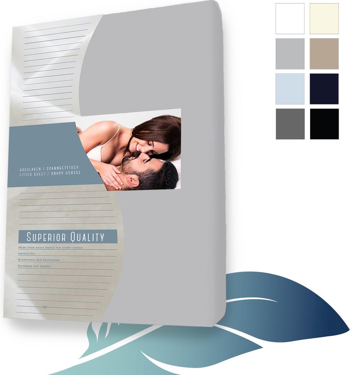 24-Bedding Splittopper Hoeslaken - Jersey 100% katoen - 200x210 cm - zilver Grijs