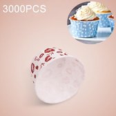 3000 STKS Rode Lippen Patroon Ronde Lamineren Cake Cup Muffin Cases Chocolade Cupcake Liner Baking Cup, Afmetingen: 5,8 x 4,4 x 3,5 cm