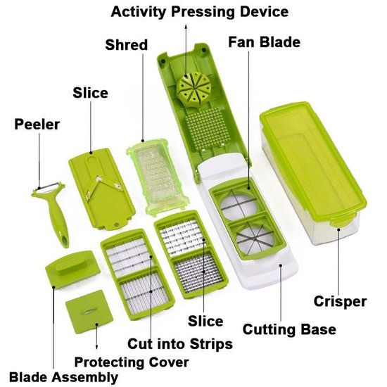 Multifunctionele shredder chopper fruit groente salade rasp (groen) - Merkloos