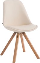 Clp Laval Bezoekersstoel - Vierkant - Kunstleer - Creme - Kleur onderstel natura (eiken)