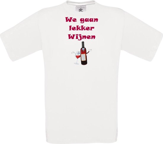 mijncadeautje T-shirt - unisex - Lekker wijnen - cadeautip - wit - maat XL