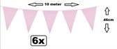6x Reuzevlaggenlijn 46cm roze 10 meter