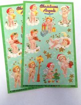 Kerst stickers Engel groen 2 vellen