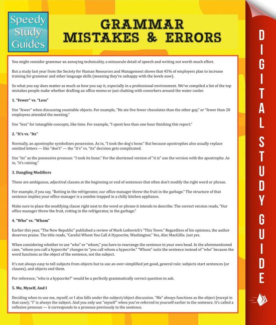 Grammar Mistakes & Errors (Speedy Study Guide) - cover