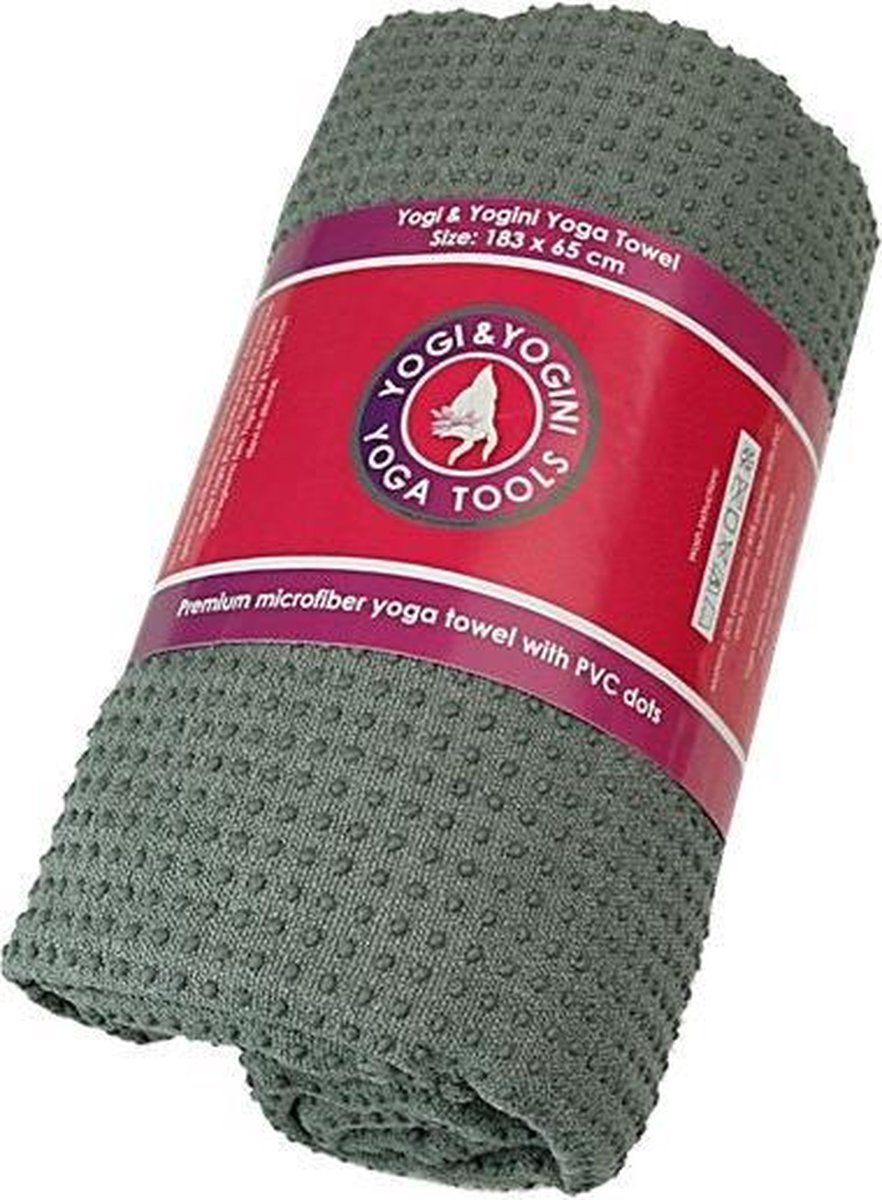 Yoga handdoek PVC antislip grijs 183x65 cm