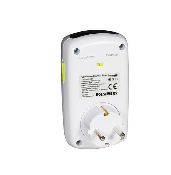 EcoSavers Countdown Countup Tijdschakeling met countdown (aftel) en countup (optel) functie| NIET geschikt voor Belgie | Nederlands stopcontact  | GS-keurmerk