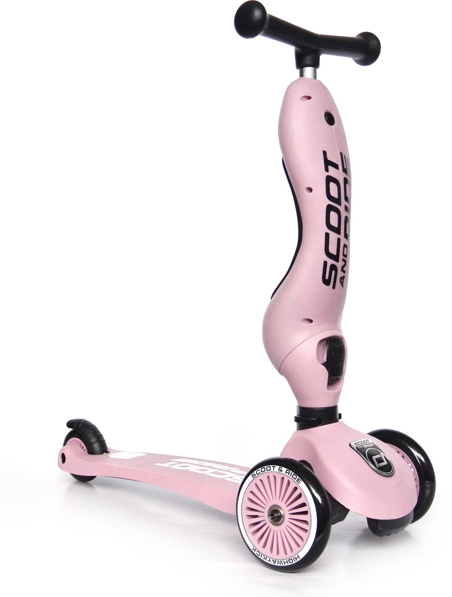 Scoot & Ride Highwaykick 1 – 2-in-1 Kinderstep – Loopfiets en Step in Één – Zonder Gereedschap Ombouwbaar – Veilig en Stabiel – Roze — afbeelding 7
