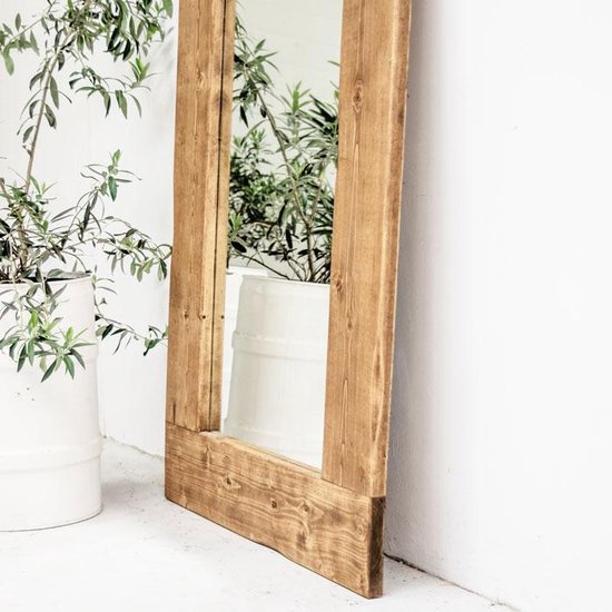 Exclusives - spiegel houten lijst walnoot - 200x100 - spiegels XL - staand  en ophangbaar | bol.com