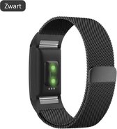 Merkloos Milanees bandje - Fitbit Charge 3 - Zwart - Large