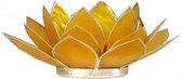 Lotus sfeerlicht geel 3e chakra zilverrand - 13.5 cm - korting - S