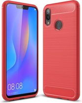 Armor Brushed TPU Back Cover - Huawei P Smart Plus Hoesje - Rood