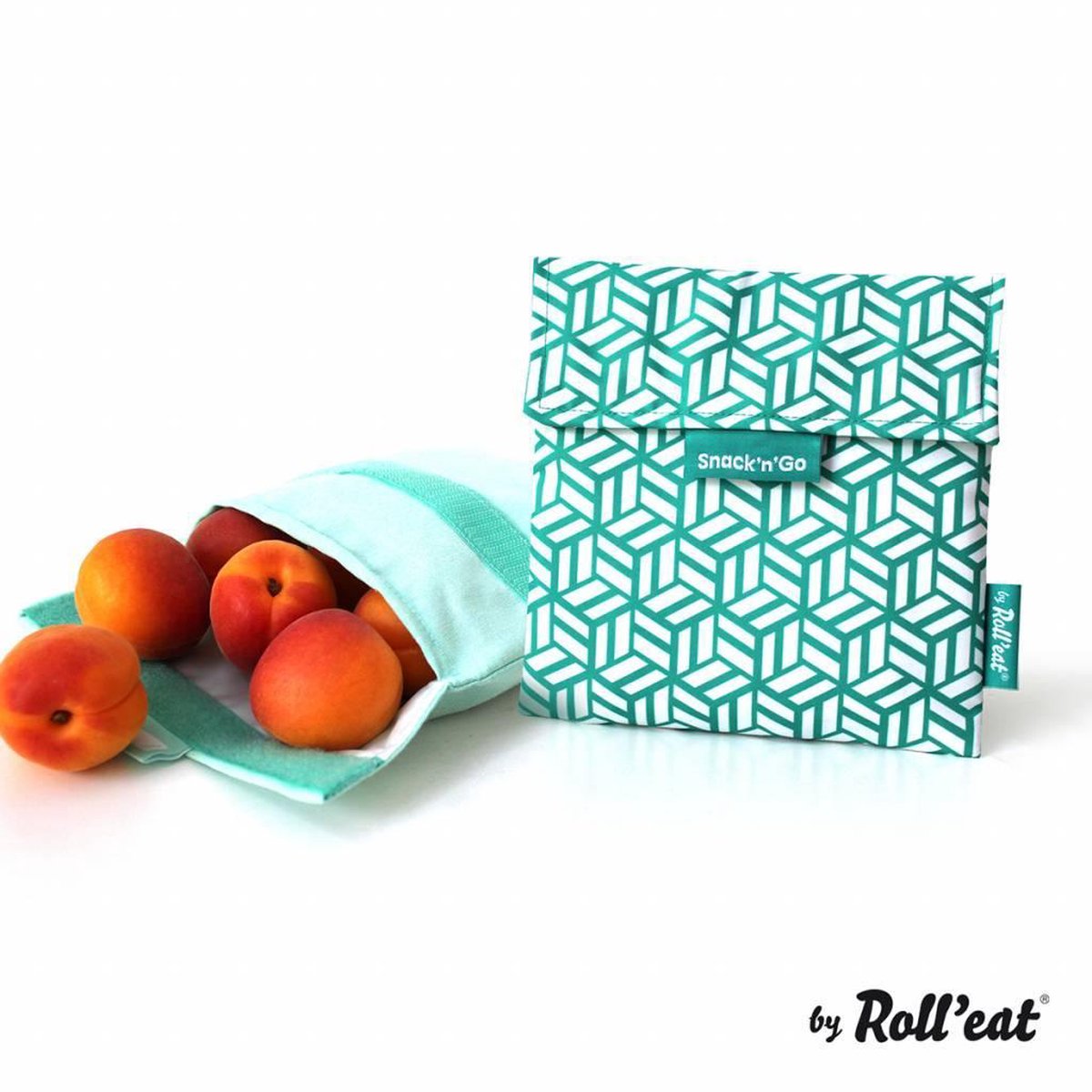 Snack'n'Go Tiles Groen - Herbruikbaar Boterhamzakje en Snackverpakking - Sluiting met klittenband - BPA-vrij - Waterdichte binnenlaag - Wasbaar tot 60°C