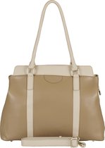 SALE VAN 219,95 EUR AFGEPRIJSD, BELUCIA FIDENZA DAMES HANDTAS - SCHOUDERTAS LARGE SCHAPENLEER BICOLOR Bicolor Desert Sand met Crème (gratis retourneren)