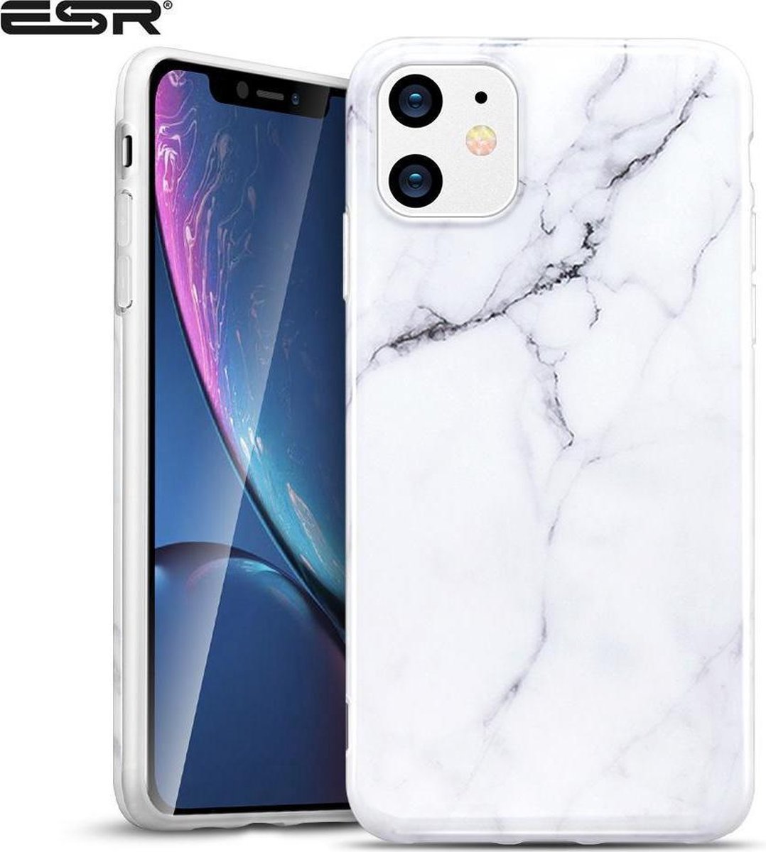 iPhone 11 bumper hoesje - ESR - Marble / Marmer - Wit