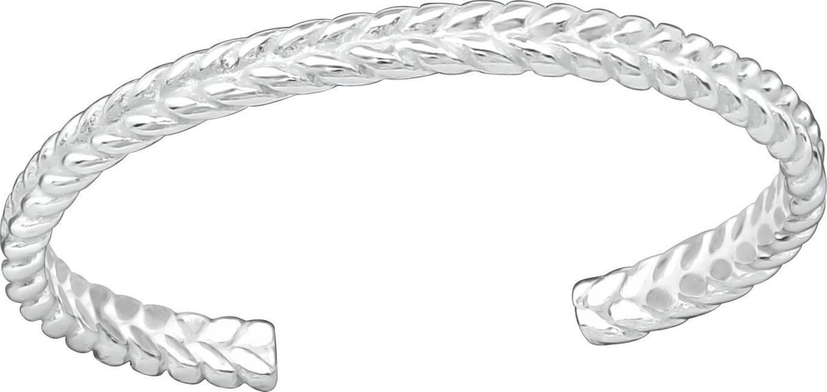 Zilveren teenring gevlochten motief | Silver braid toe ring | Sterling 925 Silver (Echt zilver)