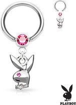 Helix piercing ring met playboy bunny hanger ©LMPiercings