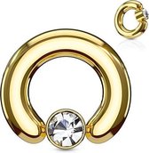 piercing ball closure ring gold plated 6 mm