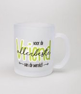 Frosted Mok - Voor de allerbeste Vriend van de wereld - In cadeauverpakking met krullint