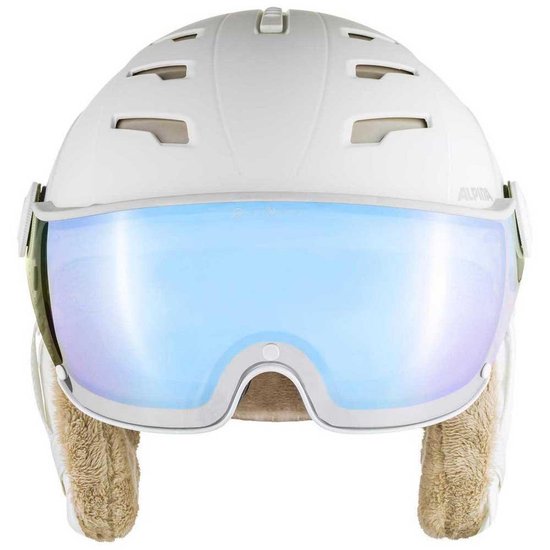 ALPINA JUMP 2.0 Q-LITE - Veilige, schokabsorberende & Indiv. verstelbare skihelm met contrastversterkend vizier voor volwassenen, mat wit, 59-61 cm