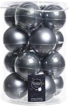 Titan Grey Combi Kerstballen - Tube A 16 Glass Mach.baubles Enamel-matt Stone Grey Dia8cm