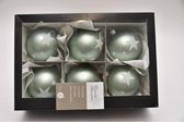 Overige Kerstballen - Doos á 6 Kerstbal Bewerkt Eucalyptus 80mm
