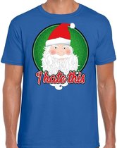 Fout Kerst shirt / t-shirt - I hate this - blauw voor heren - kerstkleding / kerst outfit L (52)