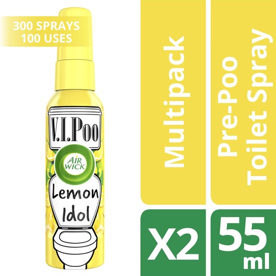 Air Wick Desodorisant WC Spray V.I.Poo Anti Odeur Parfum Fruity Pin Up 55  ml, Lot de 6