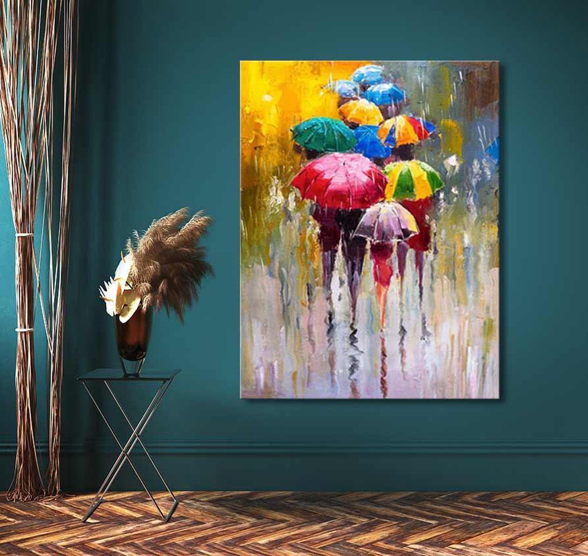 Grootmeesters ® Handgeschilderd schilderij Olieverf op Canvas - Ten Couples and a Single geel, rood, groen