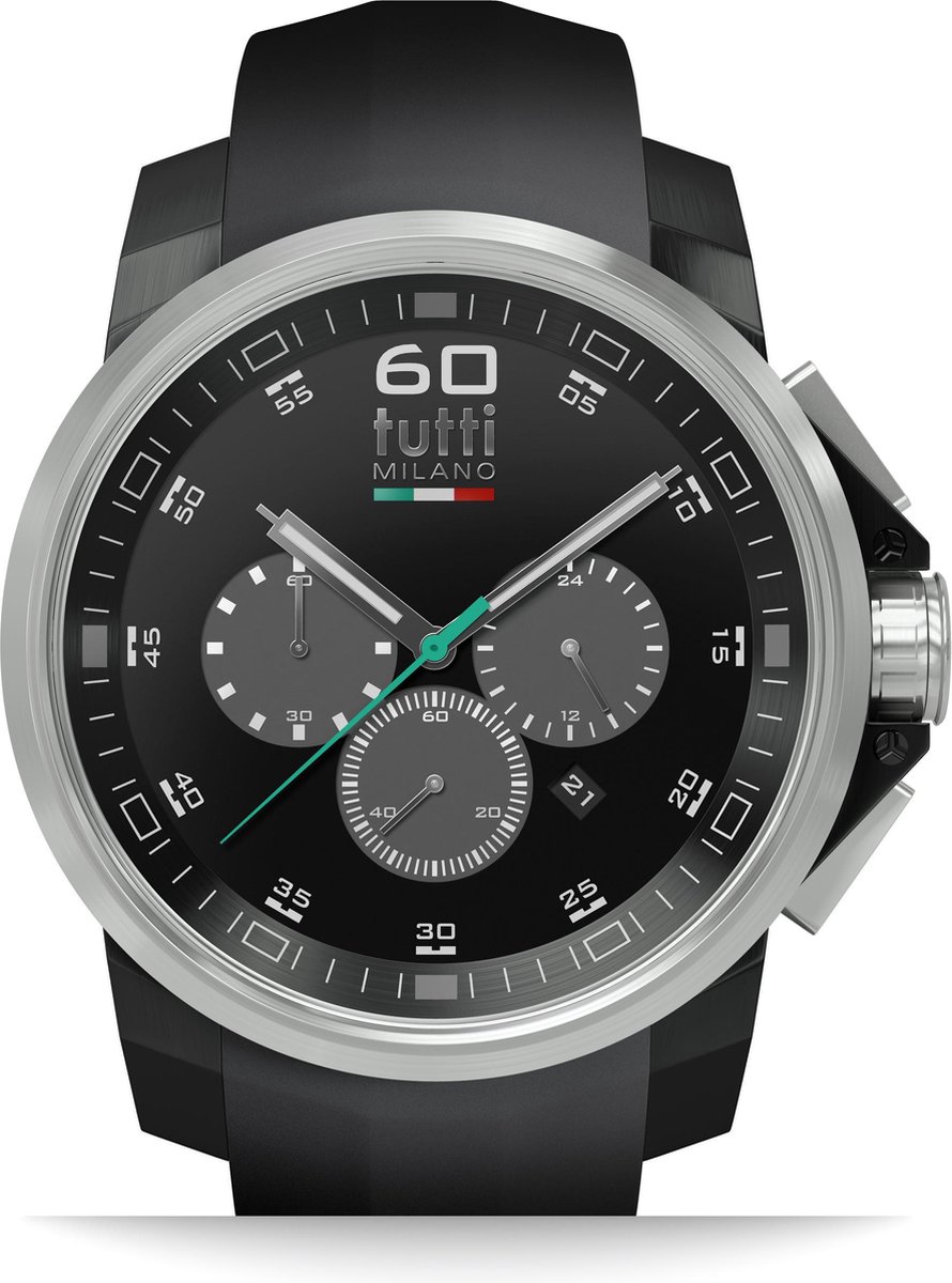 Tutti Milano TM500NO-ST- Horloge - 44 mm - Zwart - Collectie Masso