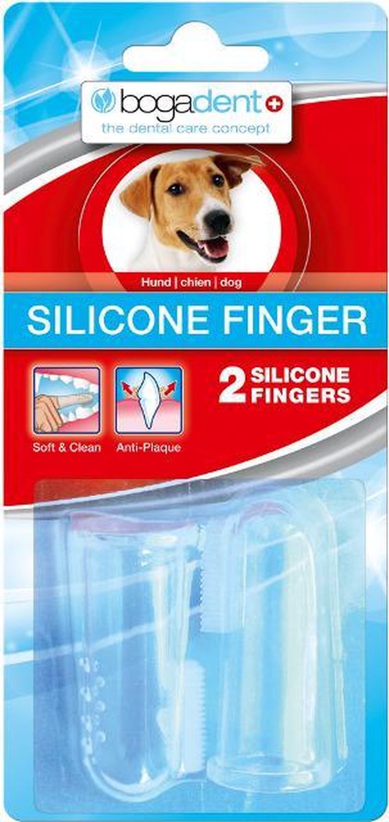 Bogar bogadent® Silicone Finger - Vingertandenborstel voor honden - Ergonomisch ontwerp - Inhoud 2 stuks
