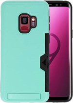 Turquoise Tough Armor Kaarthouder Stand Hoesje voor Samsung Galaxy S9