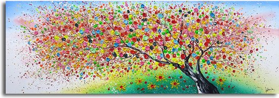 worm gevechten geweld Acrylverf schilderij - Magic Nature II - kleurrijke boom - 150x50 | bol.com