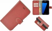 Samsung Galaxy S7 hoesje  - Bookcase - Portemonnee Hoes Echt leer Wallet case Effen Oxyderood