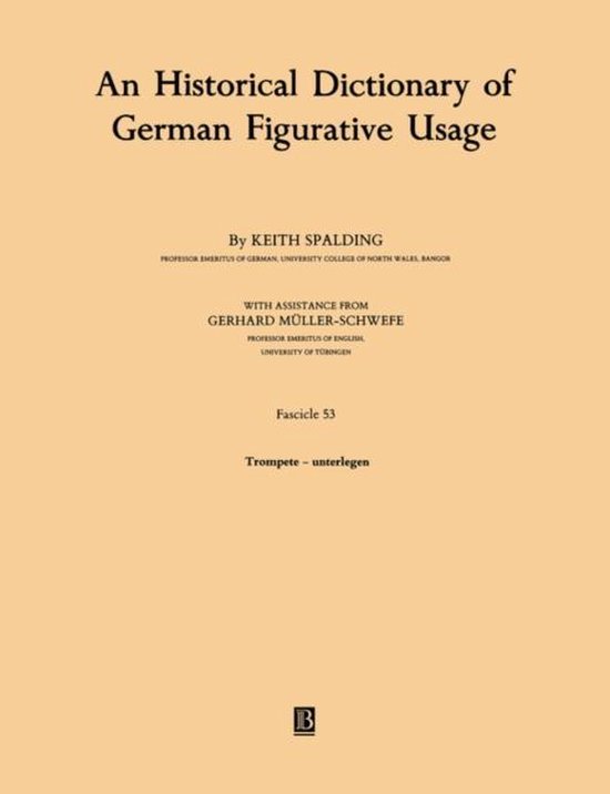 An Historical Dictionary Of German Figurative Usage - cover