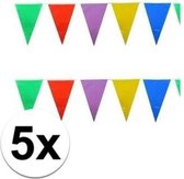 5x vlaggenlijnen gekleurde vlaggetjes - 10 meter - slingers
