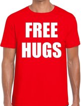 Free hugs tekst t-shirt rood heren M