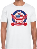 Wit USA drinking team t-shirt heren S