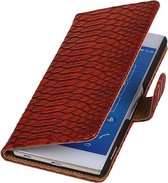 Sony Xperia Z4 Snake/Slang Booktype Wallet Cover Rood