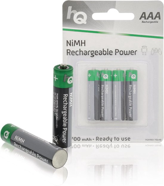 HQ, Oplaadbare NiMH AAA -Batterij 700 mAh, blister 4 stuks | bol.com