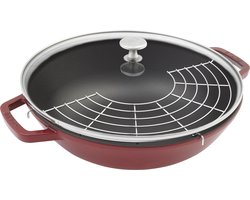 Staub Wokpan Kers - ø 30 cm / 4.4 liter - Geëmailleerde anti-aanbaklaag