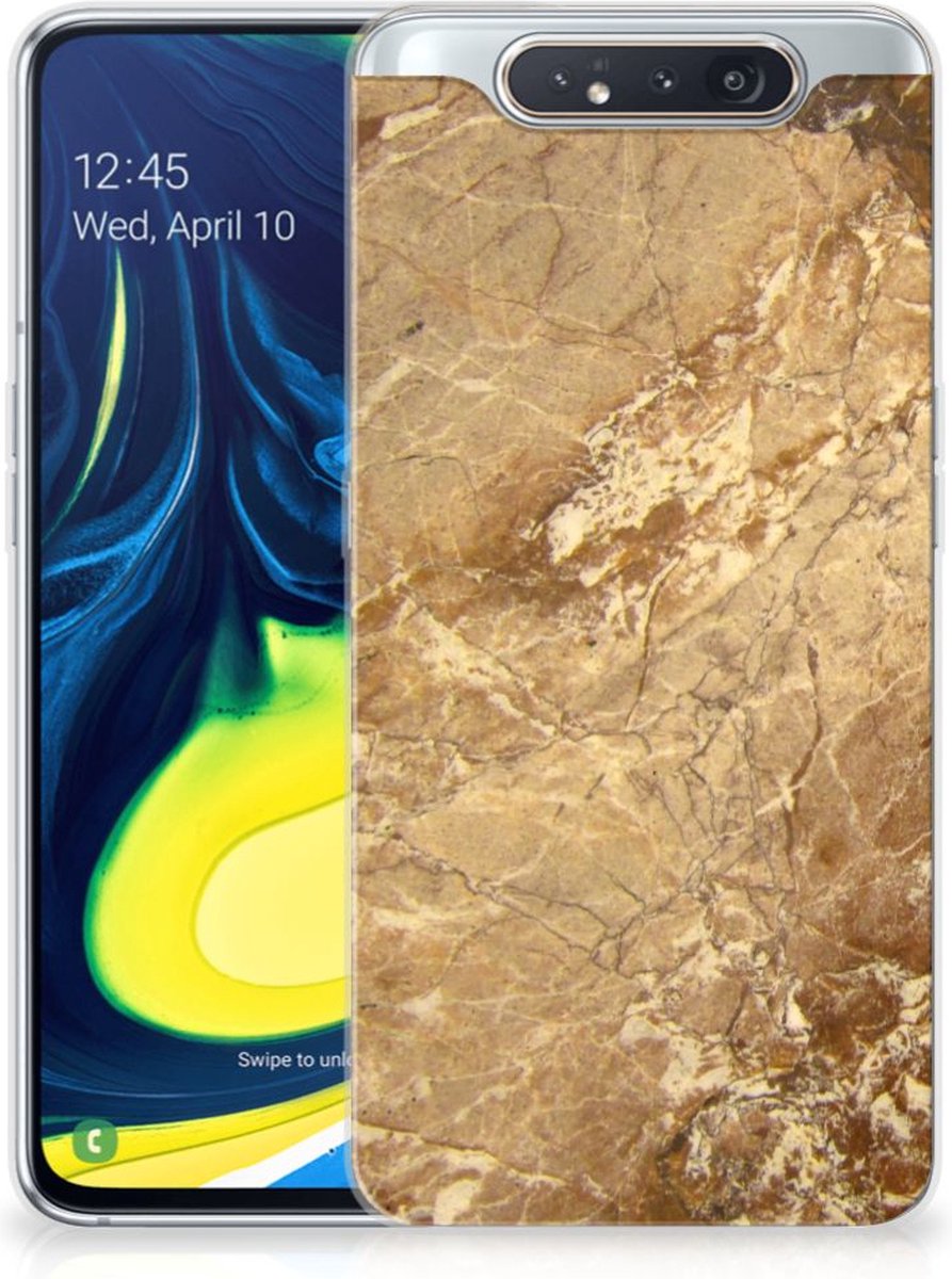 Samsung Galaxy A80 TPU Siliconen Hoesje Marmer Creme