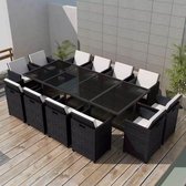 Tuinset zwart poly rattan 37-delig  (incl. Fleecedeken)