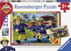 foto van Ravensburger puzzel Brandweerman Sam en zijn team - 2x12 stukjes - kinderpuzzel